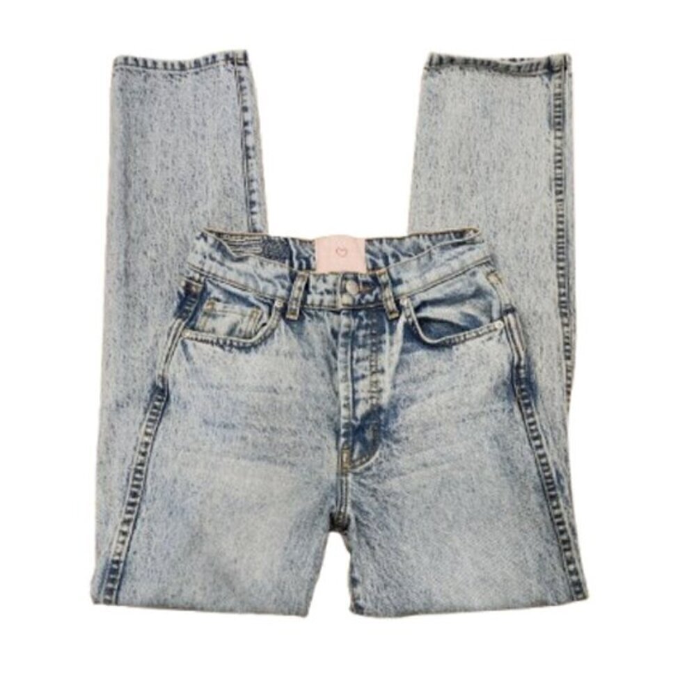 REVICE High-Rise Acid Wash Button Fly Jeans